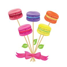 Bouquet of macaroon on sticks Vector illustration