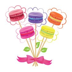 Bouquet of macaroon on sticks Vector illustration N2