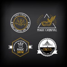 Circus and carnival vintage design label elements