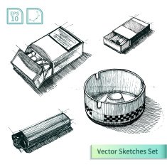 Vector cigarette sketch set Illustration for your design