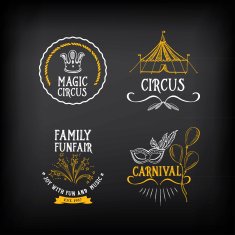 Circus and carnival vintage design label elements N3