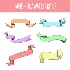 Hand drawn colorful ribbons