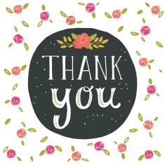 Thank you Greeting card with hand lettering and flowers