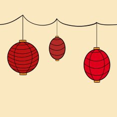 Vector chinese lanterns isolated on beige background