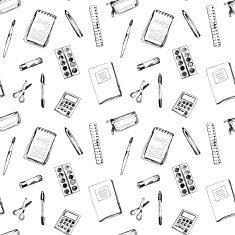 School seamless background with different objects