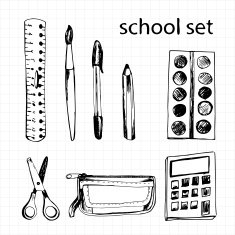 Set of different school items N14