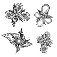 Black and white vector floral design elements with