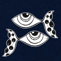 Doodle sticker of fishes Horoscope sing zodiac
