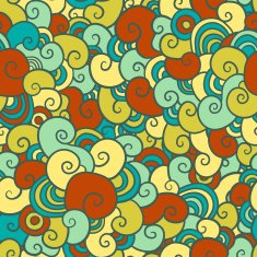 Samless pattern with doodle bright swirls