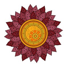 Vector Beautiful Colored Contour Flower N4