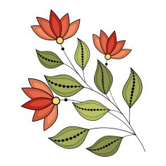 Vector Beautiful Colored Contour Flower N5