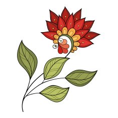 Vector Beautiful Colored Contour Flower N7