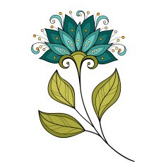 Vector Beautiful Colored Contour Flower N8