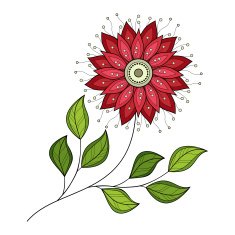 Vector Beautiful Colored Contour Flower N9