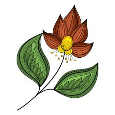 Vector Beautiful Colored Contour Flower N10