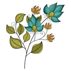 Vector Beautiful Colored Contour Flower N11