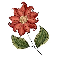 Vector Beautiful Colored Contour Flower N12