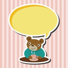 animal bear having afternoon tea theme elements N2