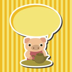 animal pig having afternoon tea theme elements N4