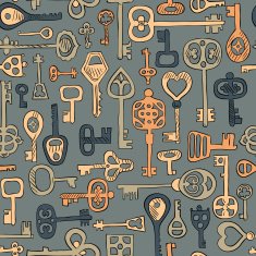 hand drawn vintage keys