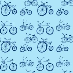 Cute doodle bicycles on white background