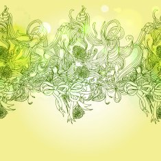 Green colors romance background with bird and floral elements