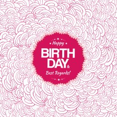 Red waves for happy birthday card design