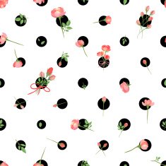Polka Dot Seamless Pattern with Flowers Vector illustration eps10