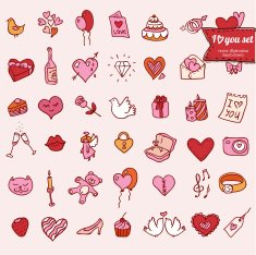 doodle icon set isolated N3