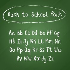 Hand Drawn White Calligraphic Font on Green Chalkboard