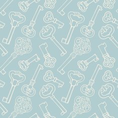 Seamless pattern with outline vintage keys