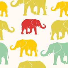 Seamless pattern with hand drawn silhouette elephants N6