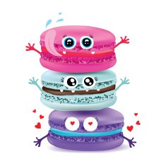 Cute macaroon doodles Vector food illustration N2