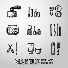 Set of makeup freehand icons Vector