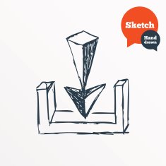 Hand drawn download icon Sketched arrow Upload