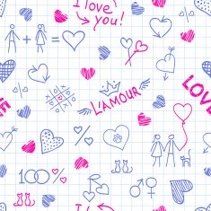 Hand drawn frame from love elements and cute hearts N2