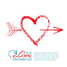 Handwritten lipstick heart and arrow