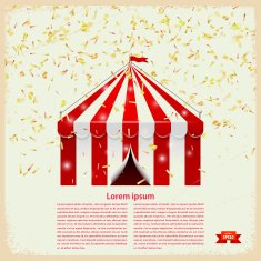 Circus big top with gold confetti on a retro background Vector
