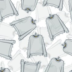 Seamless pattern of transparent grey sweatshirts