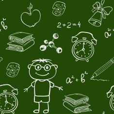 School seamless pattern on a chalkboard