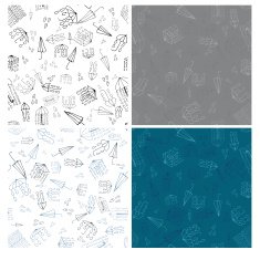 Set of umbrella doodle seamless patterns