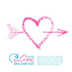 Handwritten lipstick heart and arrow N2