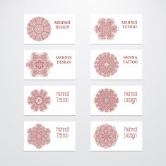Set of business card templates mehndi design