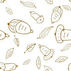 Doodle seamless autumn pattern with acorn and leaves N2