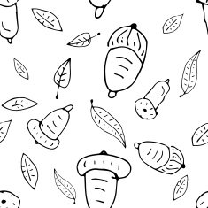 Doodle seamless autumn pattern with acorn and leaves N4