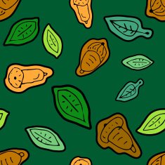 Doodle seamless autumn pattern with acorn and leaves N5