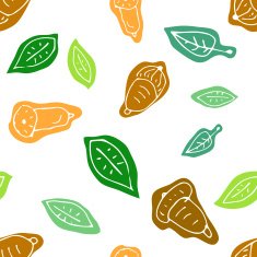 Doodle seamless autumn pattern with acorn and leaves N7