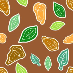 Doodle seamless autumn pattern with acorn and leaves N8