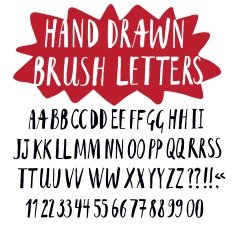 Brush hand drawn vector font