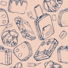 Seamless pattern with hand drawn bags